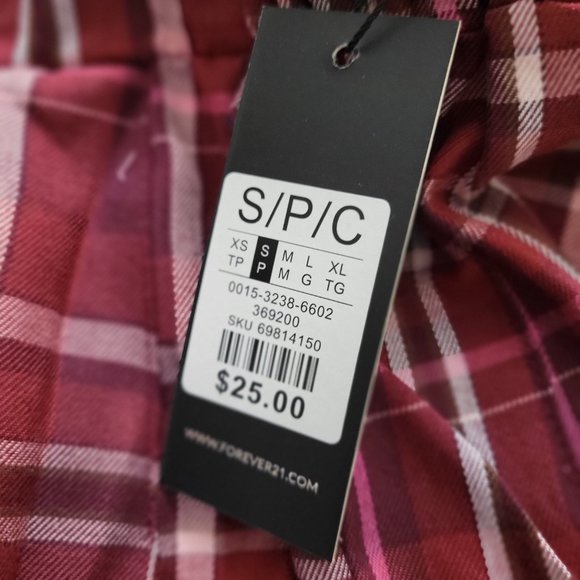 NWT Burgrundy and pink plaid pleated y2k style school girl mini skirt. - Picture 10 of 10